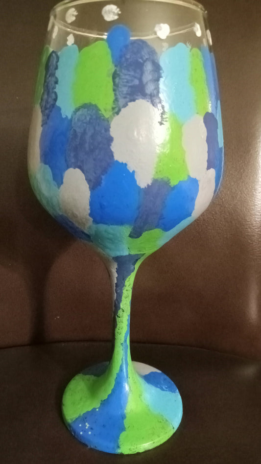 Painted wine glass- Mermaid Tail themed