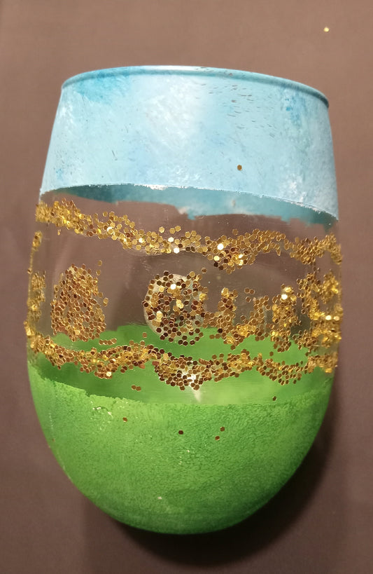 Painted glass cup- Outdoors theme