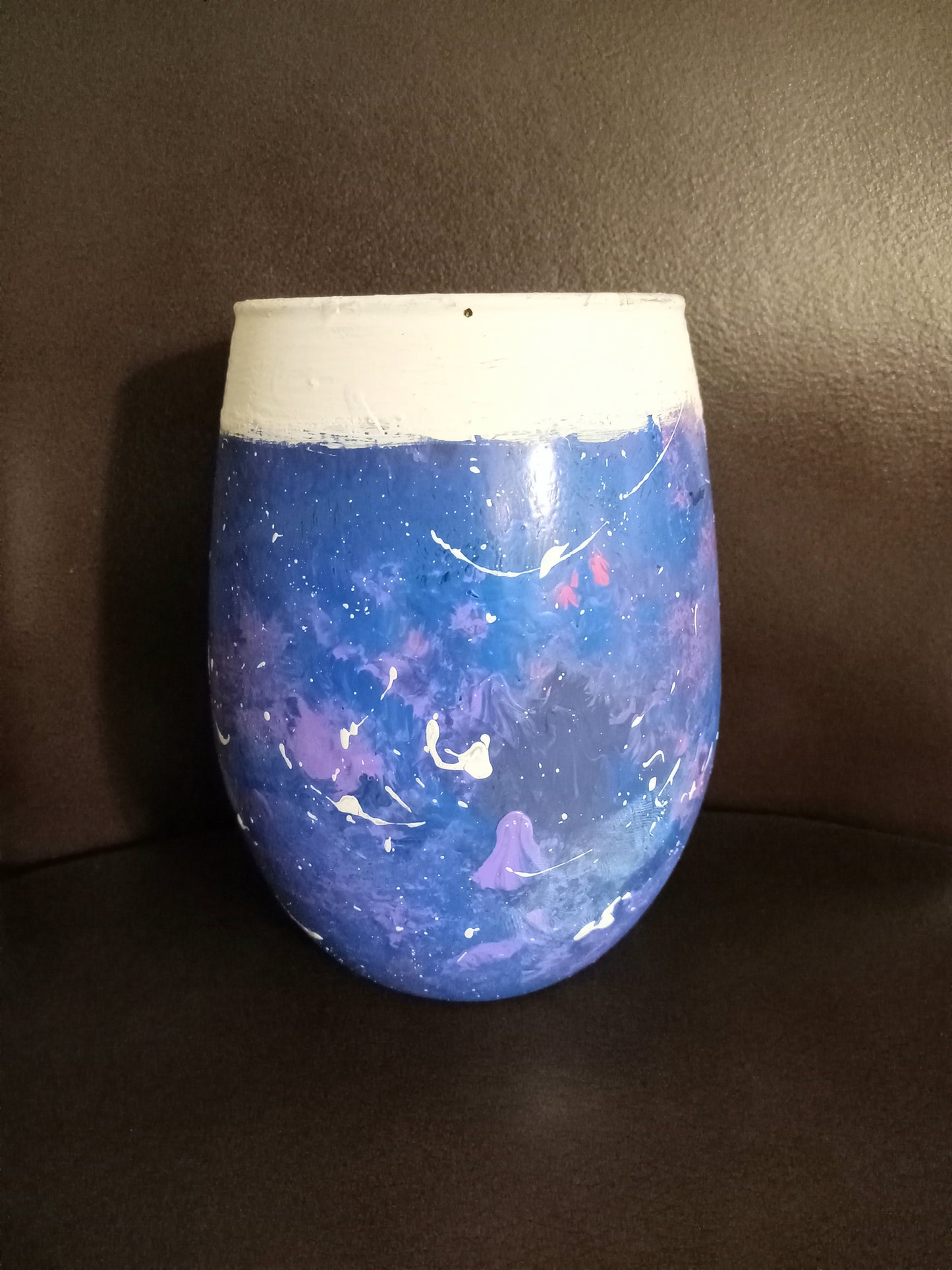 Painted glass cup- Galaxy themed