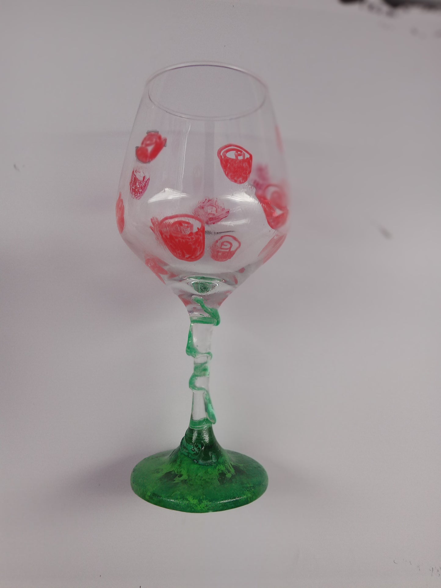 Painted wine glass- textured rose themed