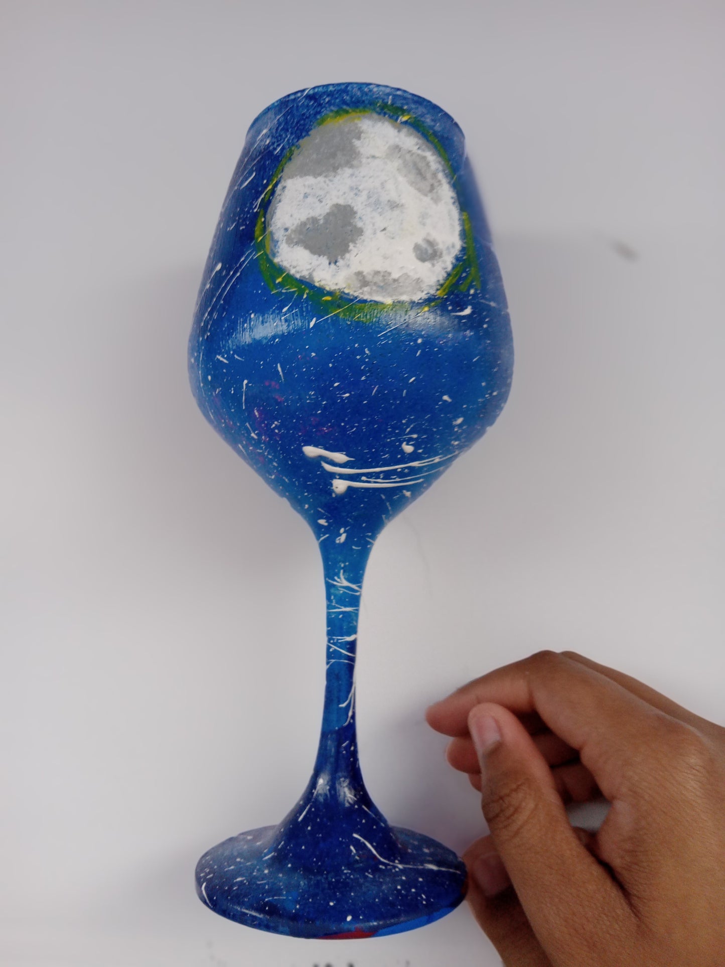 Painted wine glass- Moon themed